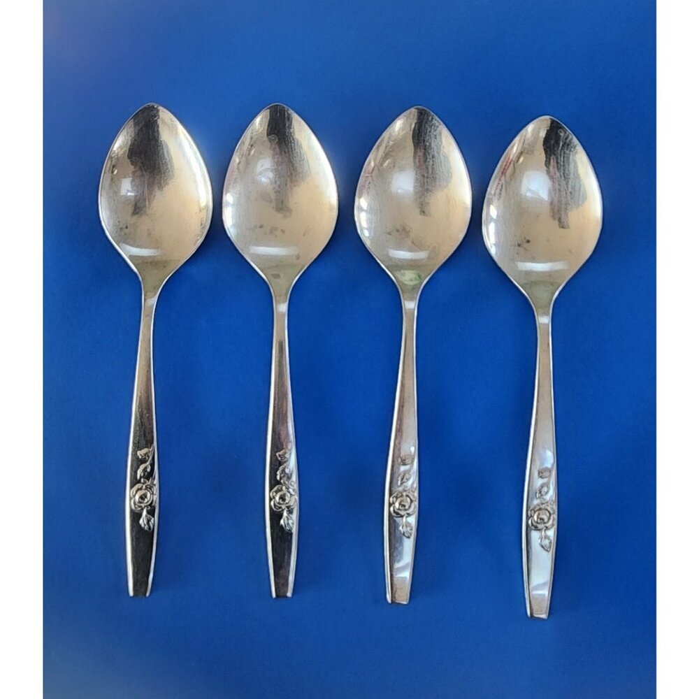 Vintage SSS by Oneida Stainless Flatware Our Rose Soup Spoon x 4 A
